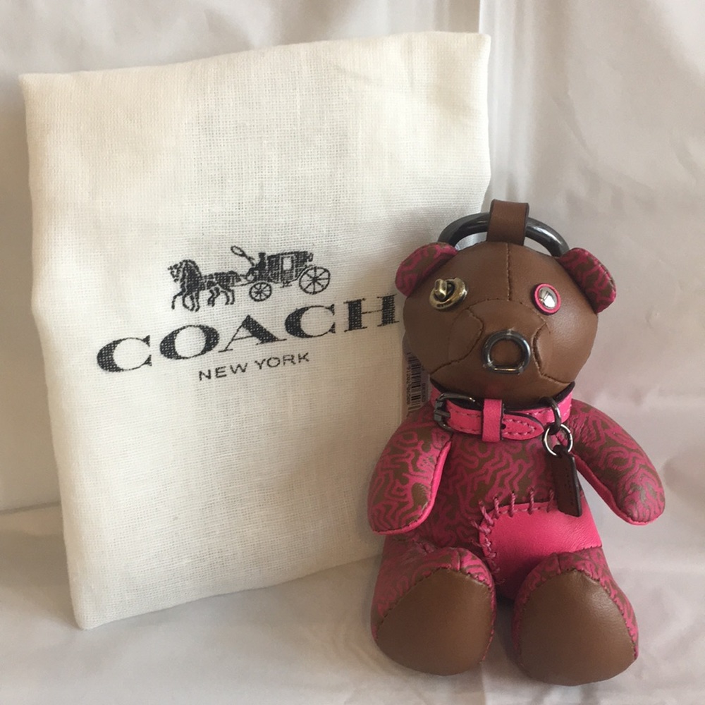Coach Leather Bear Keychain NWT